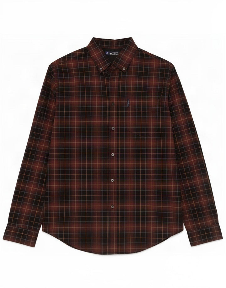 Ανδρικό πουκάμισο Ben Sherman, μεσαίο καφέ βαμβακερό