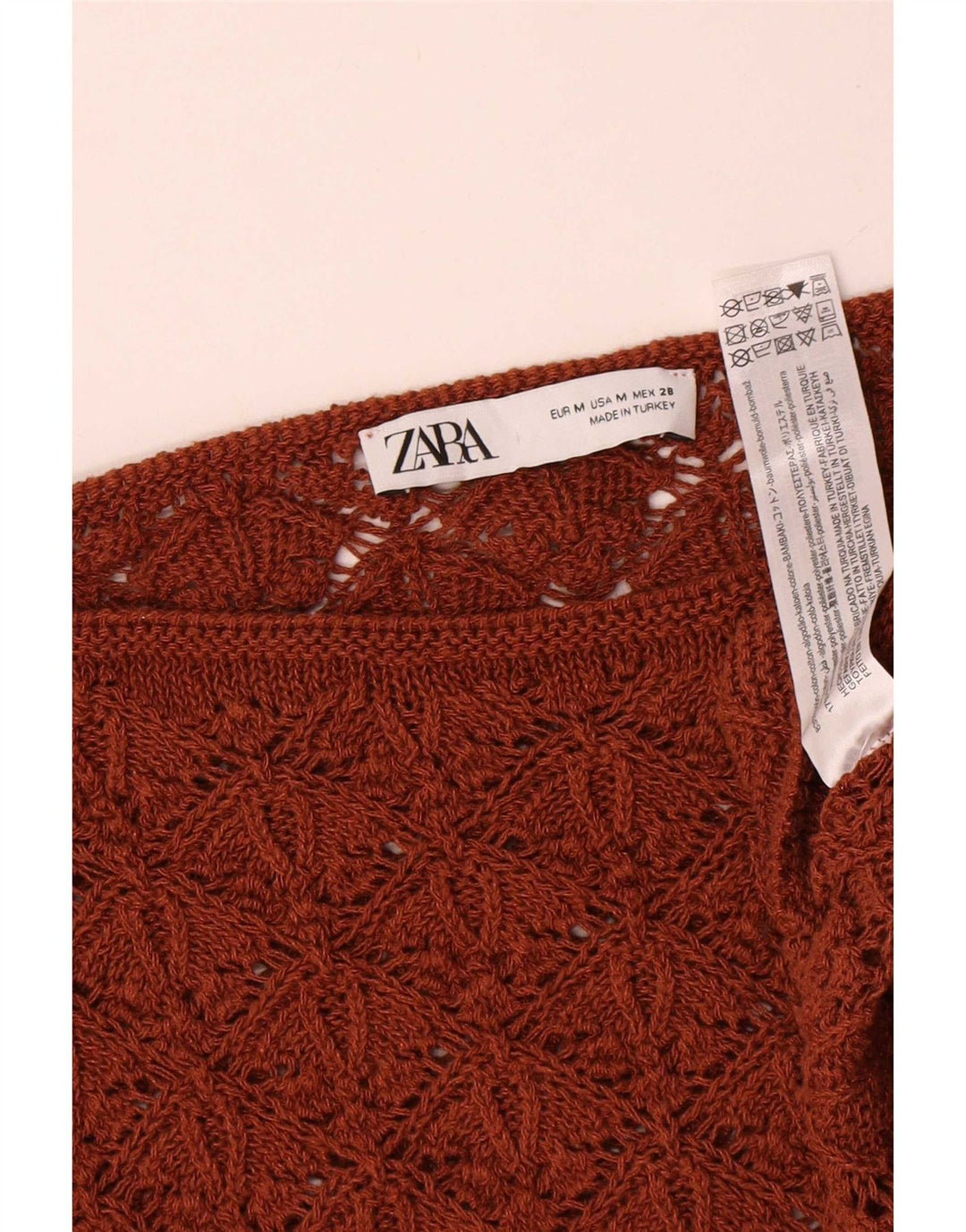 Zara Γυναικείο πουλόβερ με λαιμόκοψη μεγάλου μεγέθους Crop Boat UK 14 Medium Brown