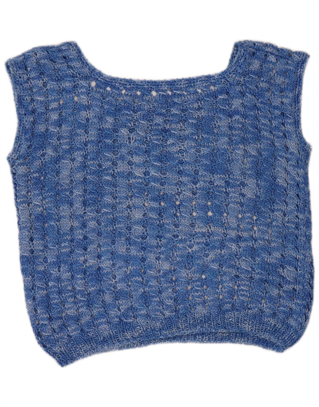 VINTAGE Γυναικείο Crop Crochet Vest Tank Top UK 14 Medium Blue