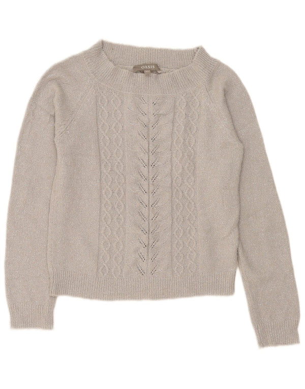 Γυναικείο πουλόβερ Oasis Crop Boat Neck Jumper UK 6 XS Ακρυλικό με γκρι φλιτζάνια