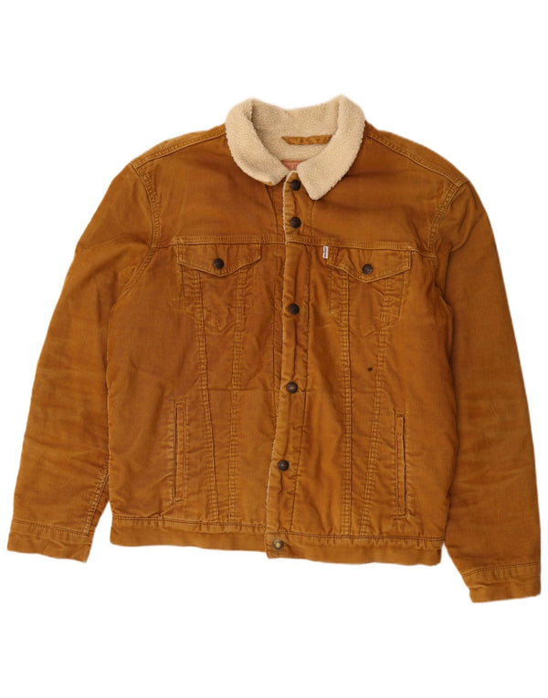 Levi's Mens Sherpa Corduroy Jacket UK 42 XL Καφέ Βαμβακερό