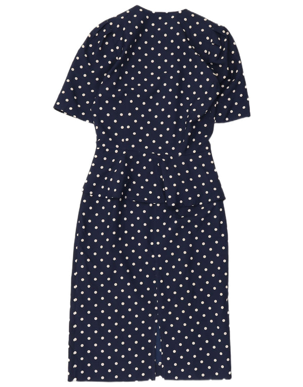 Vintage Γυναικείο φόρεμα Peplum IT 42 Medium Navy Blue Pot Polyester