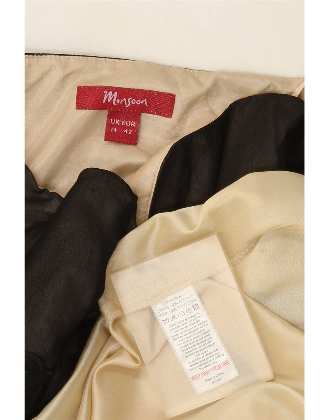 Monsoon Γυναικείο Στράπλες Φόρεμα UK 14 Large Black Silk
