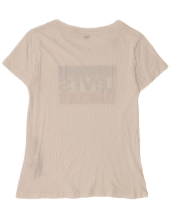 Γυναικείο κοντό μανίκι Levi's κανονική εφαρμογή γραφικό μπλουζάκι UK 8 Small White