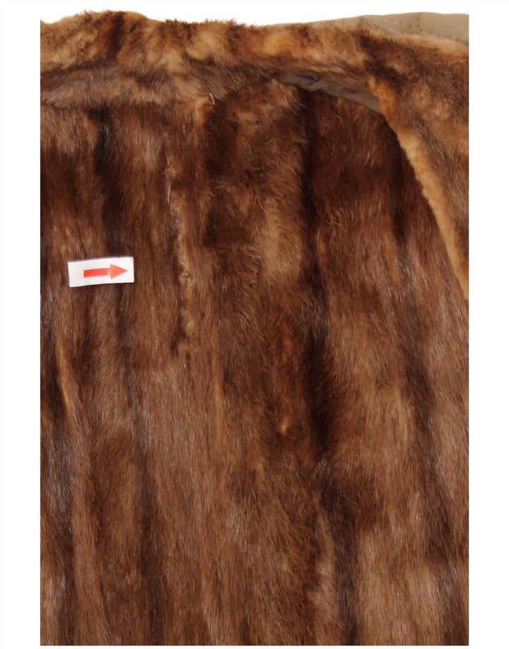 Vintage Γυναικείο Γούνινο Δερμάτινο Παλτό UK 16 Large Beige