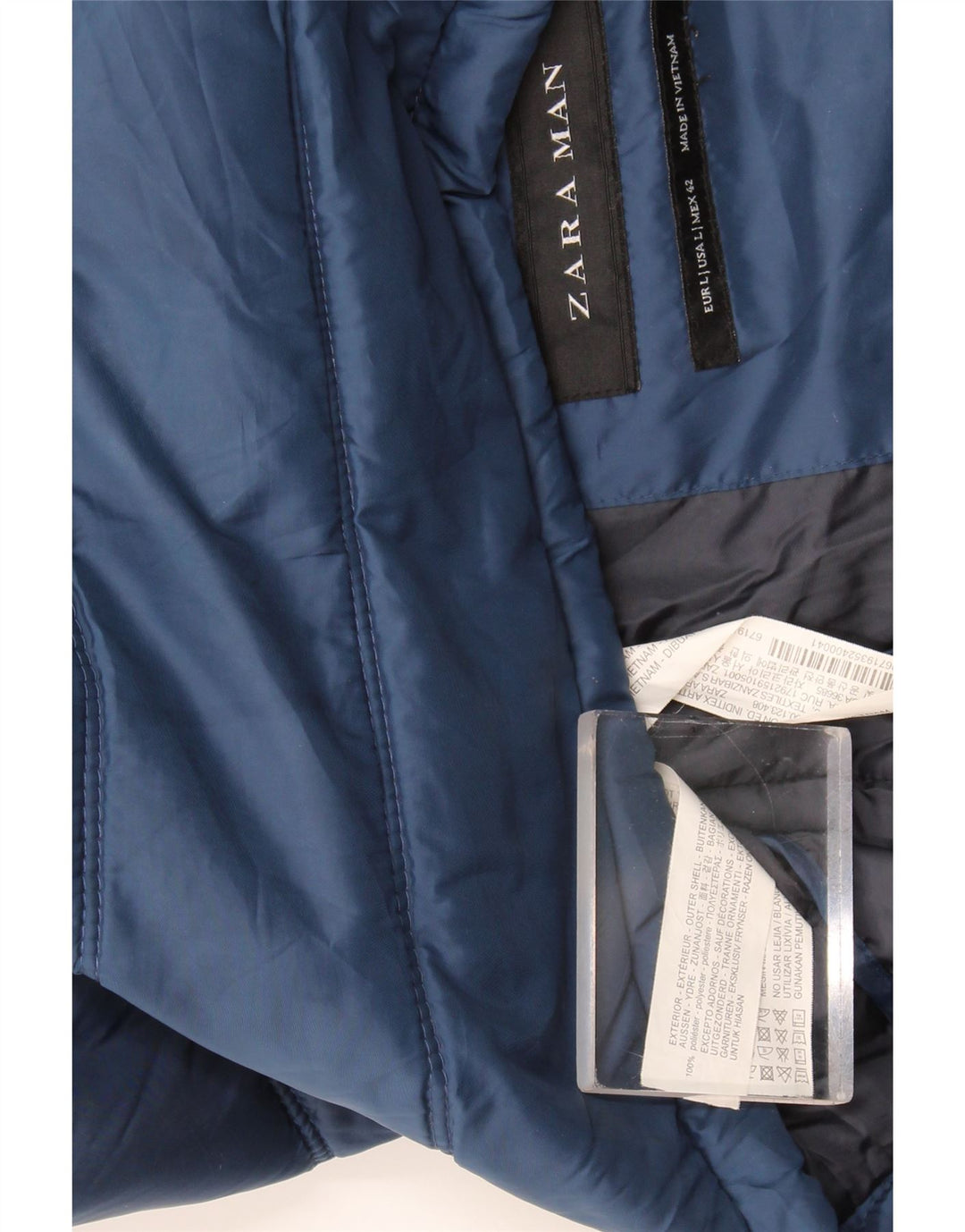 Zara Mens Padded Gilet UK 42 Large Blue Polyester