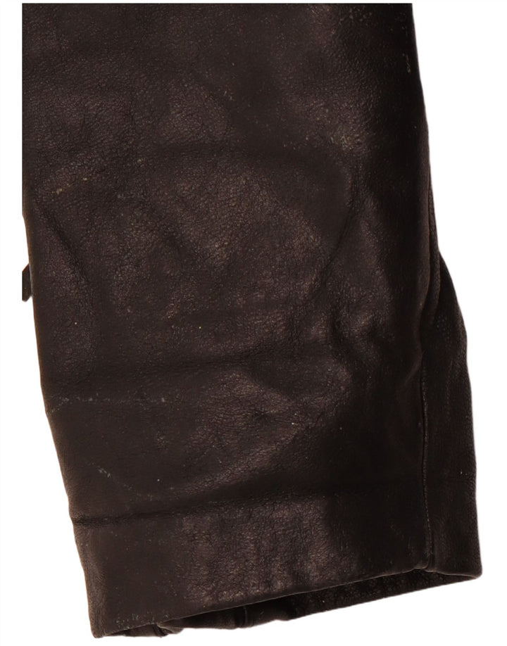 VINTAGE Γυναικείο Δερμάτινο Μπουφάν Biker UK 14 Μεσαίο Μαύρο Δερμάτινο