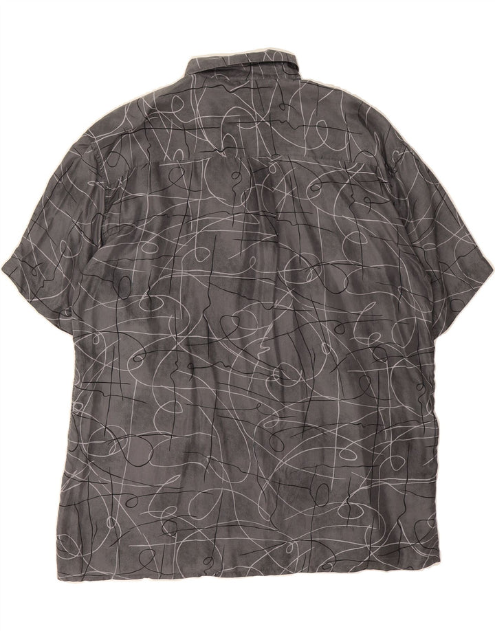 NICK TAYLOR Mens Abstract Pattern Short Sleeve Shirt XL Grey Vintage Nick Taylor and Second-Hand Nick Taylor from Messina Hembry 