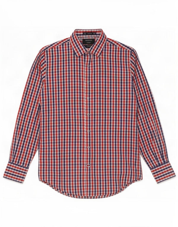 Van Heusen Mens Easy Care Shirt Size 39 Medium Multicoloured Gingham Cotton