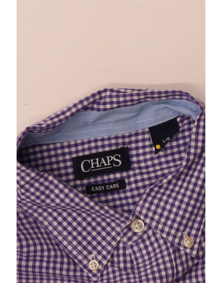 Chaps Ανδρικό πουκάμισο Easy Care Μεγάλο Μωβ βαμβακερό Gingham