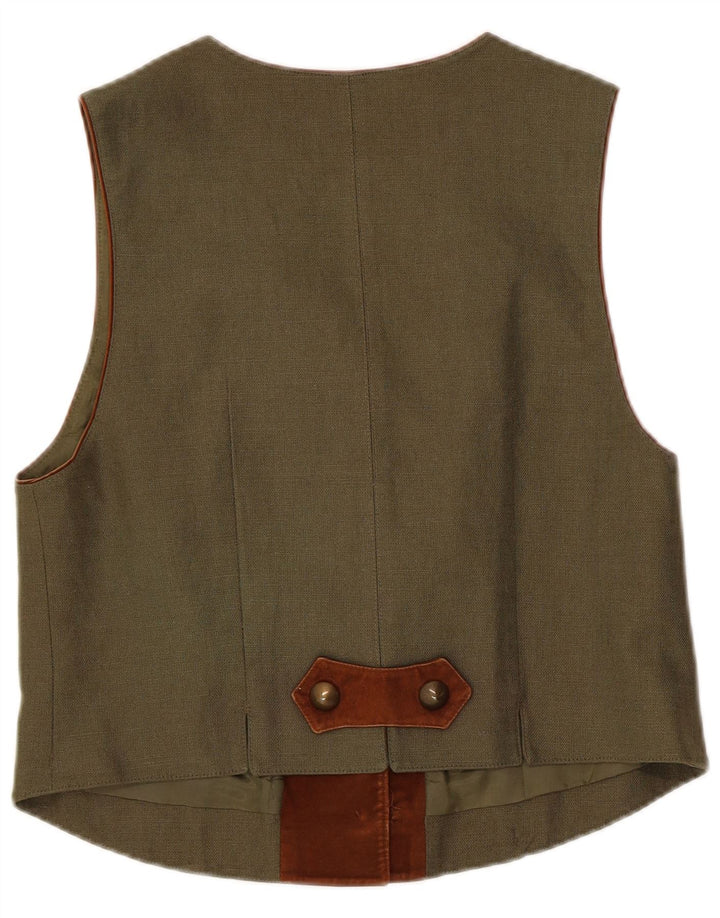 C&A Γυναικείο Γιλέκο UK 14 Medium Khaki Floral Λευκό