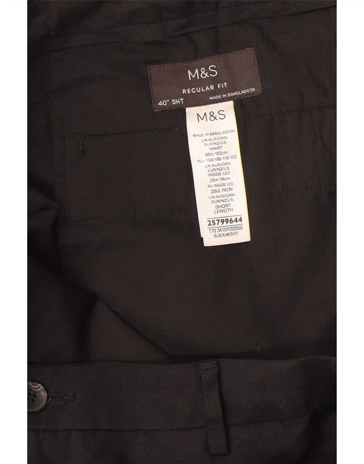 MARKS & SPENCER Ανδρικό παντελόνι Chino με κανονική εφαρμογή W40 L29 Μαύρο