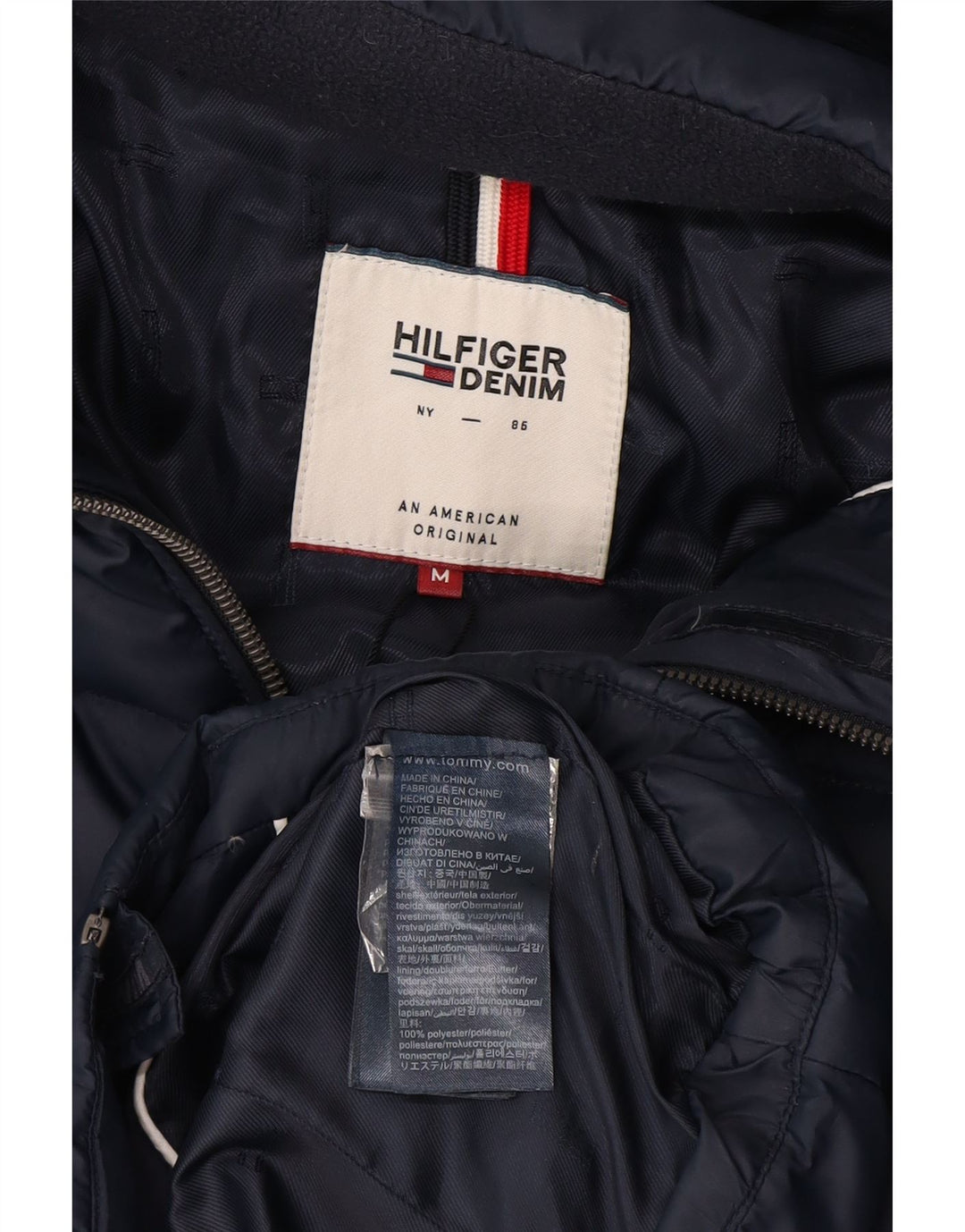 Tommy Hilfiger γυναικείο μπουφάν με κουκούλα UK 12 Medium Navy Blue Polyester