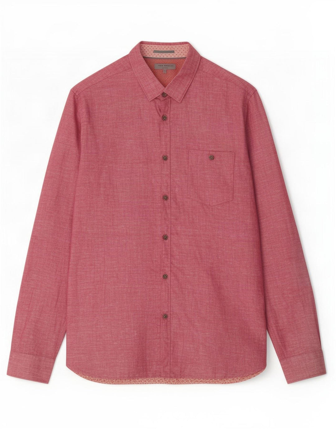 Ted Baker Ανδρικό Πουκάμισο Νούμερο 4 Μεγάλο Ροζ Λινό