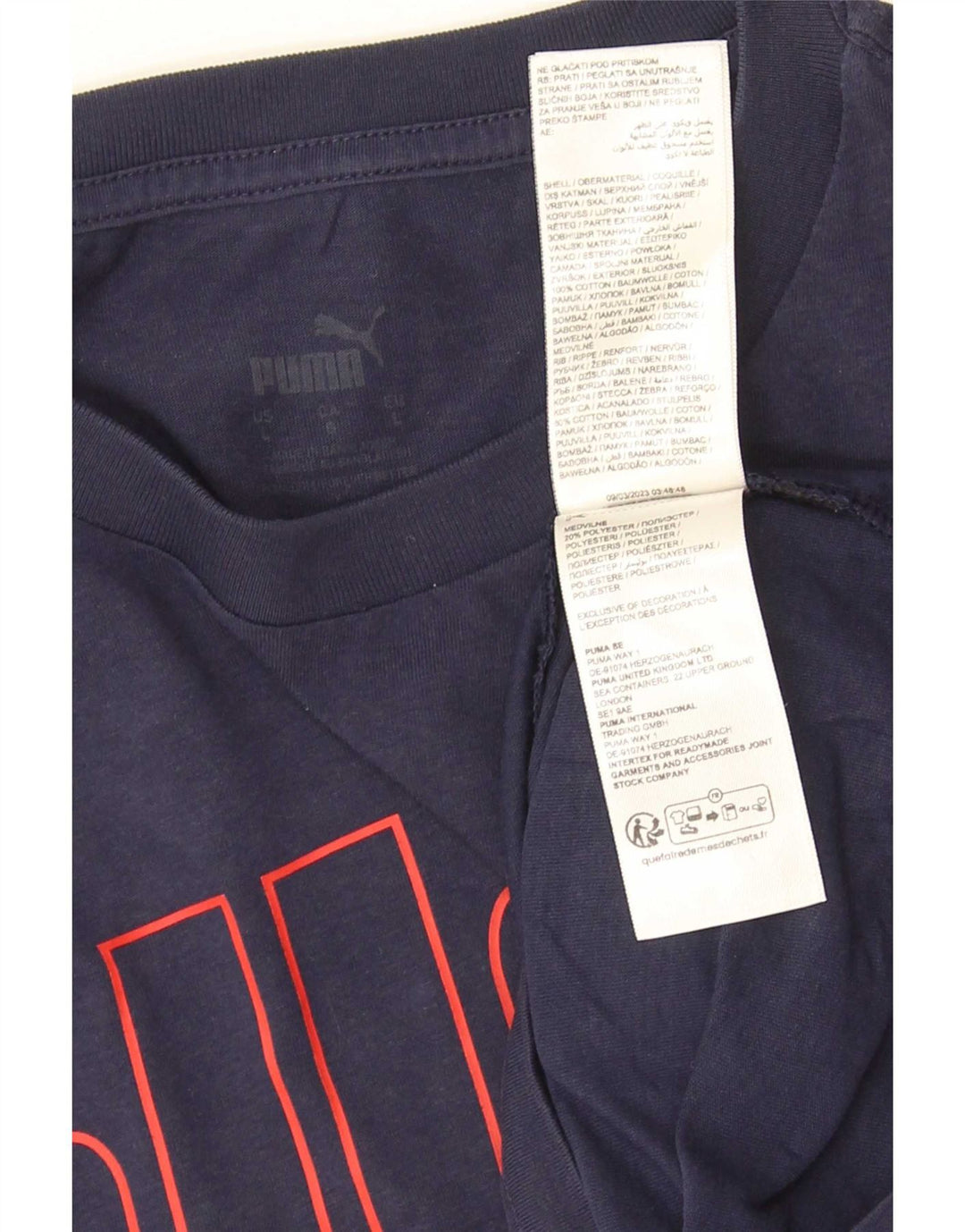Ανδρικό γραφικό T-Shirt Puma Top Large Navy Blue από βαμβάκι