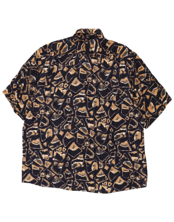 Ανδρικό κοντομάνικο πουκάμισο Cotton Club Μαύρο γεωμετρικό βισκόζη
