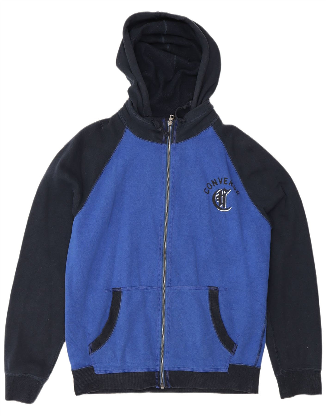 Ανδρικό πουλόβερ με κουκούλα με φερμουάρ Converse Medium Navy Blue Colourblock