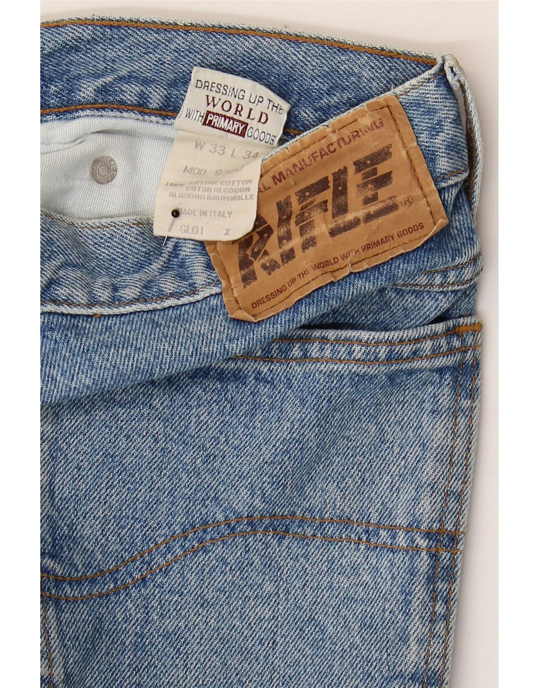 RIFLE Mens Straight Jeans W33 L29 Blue Cotton Vintage Rifle and Second-Hand Rifle from Messina Hembry 