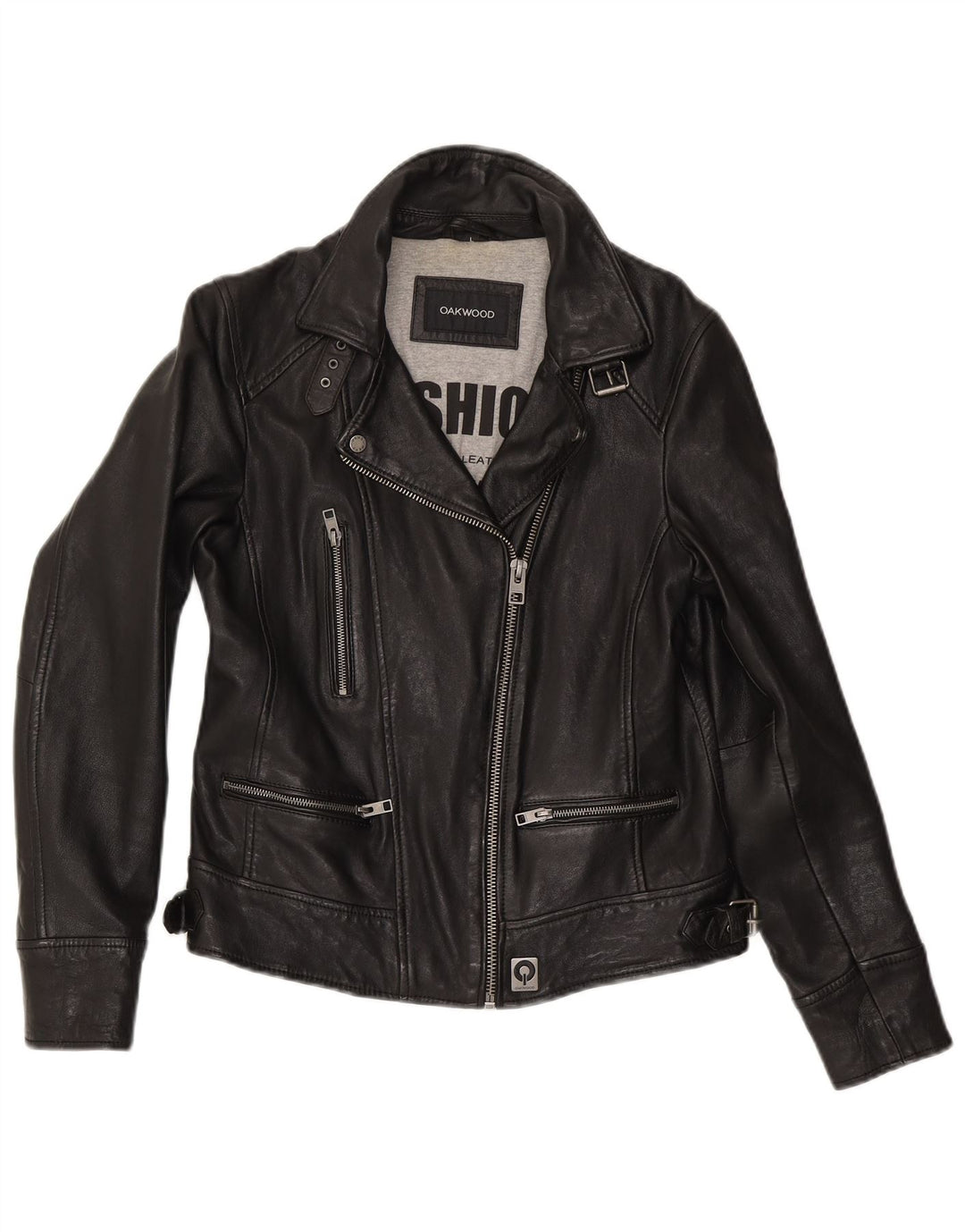 Oakwood Γυναικείο Δερμάτινο Μπουφάν Biker UK 14 Μεγάλο Δερμάτινο Μαύρο