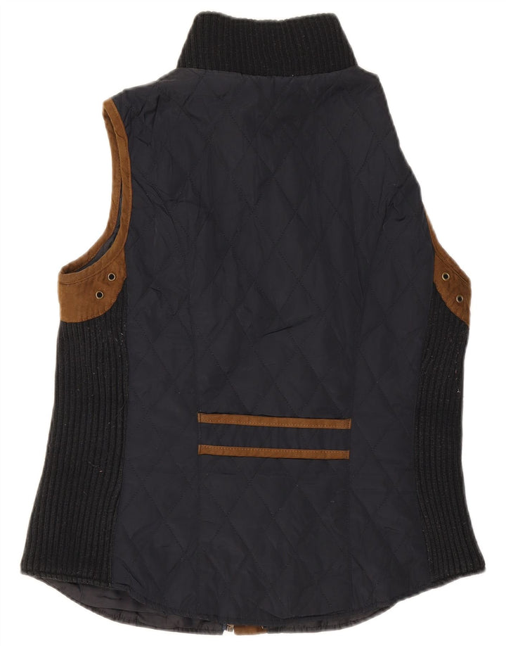 Zara Γυναικεία καπιτονέ Gilet UK 14 Large Navy Blue Colorblock Πολυεστέρας