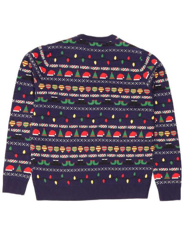 Ανδρικό πουλόβερ Marks & Spencer Crew Neck Jumper Medium Navy Blue Christmas