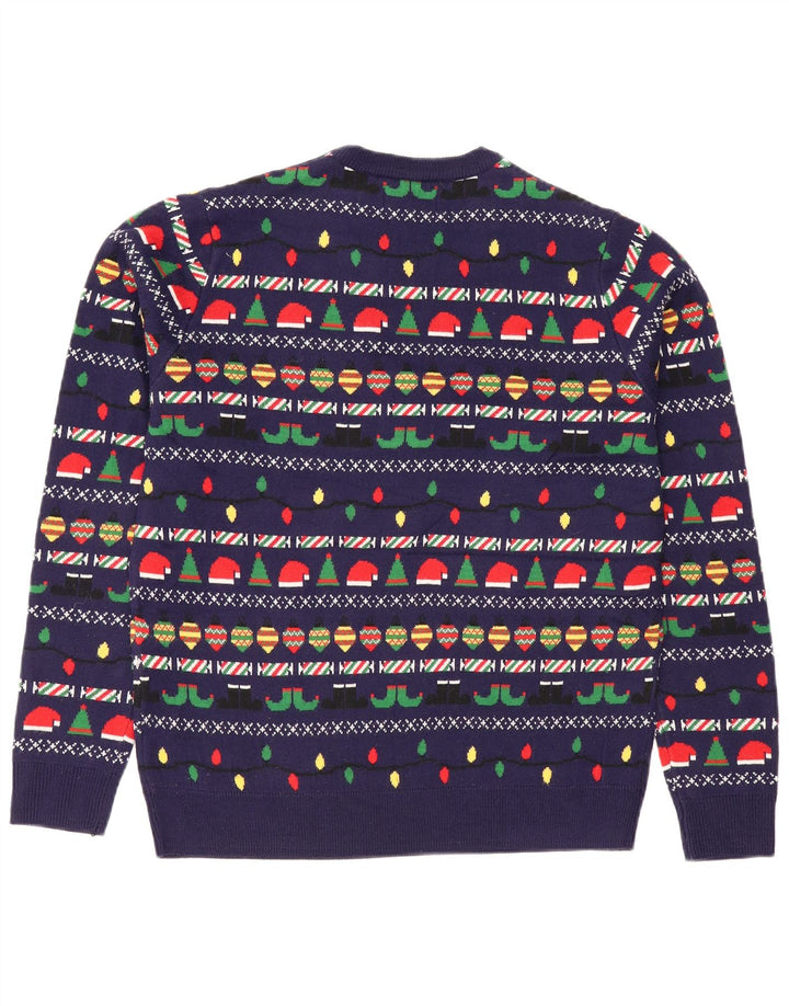 Ανδρικό πουλόβερ Marks & Spencer Crew Neck Jumper Medium Navy Blue Christmas