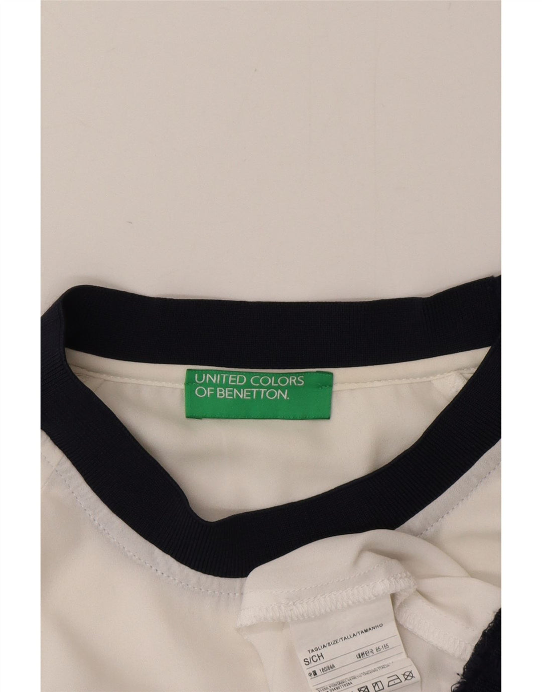 Γυναικεία Benetton See Through Γραφικό Μακρυμάνικο UK 10 Small White