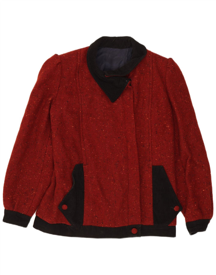 Vintage Γυναικείο Bomber Jacket UK 16 Large Burgundy Flecked