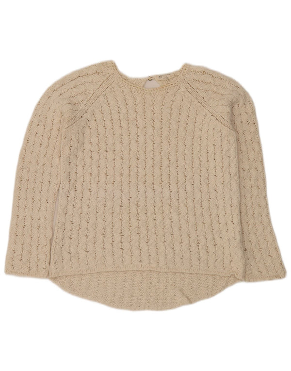 Πουλόβερ Zara Girls Crew Neck Jumper 11-12 Years Off White Cotton