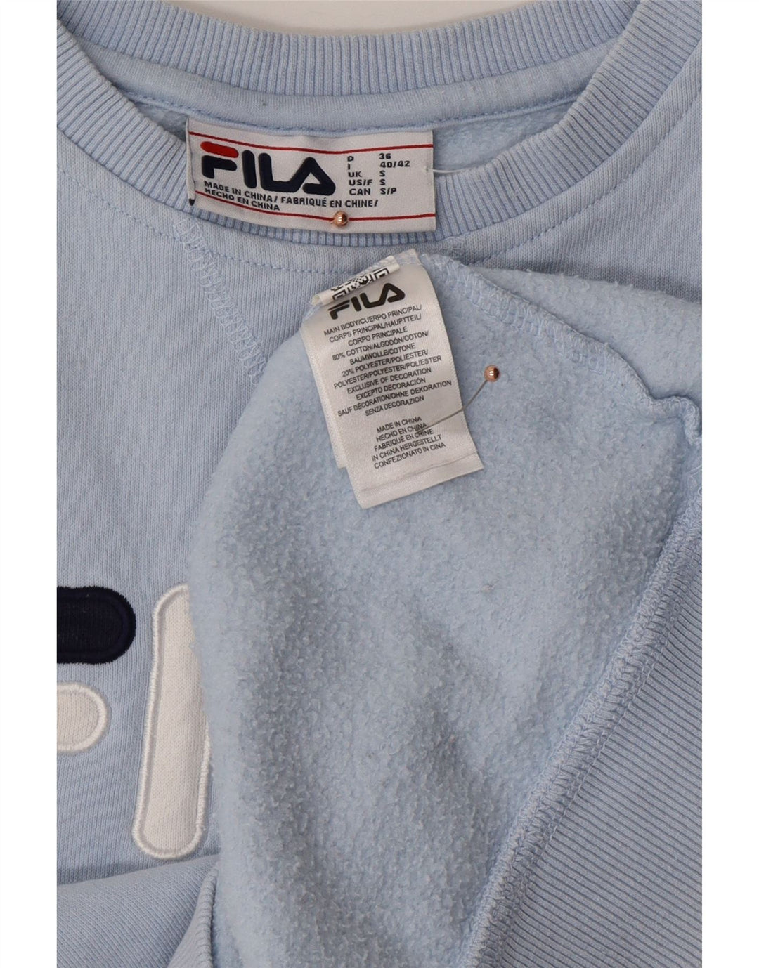 Γυναικείο φούτερ μεγάλου μεγέθους FILA Jumper UK 10 Small Blue Colourblock