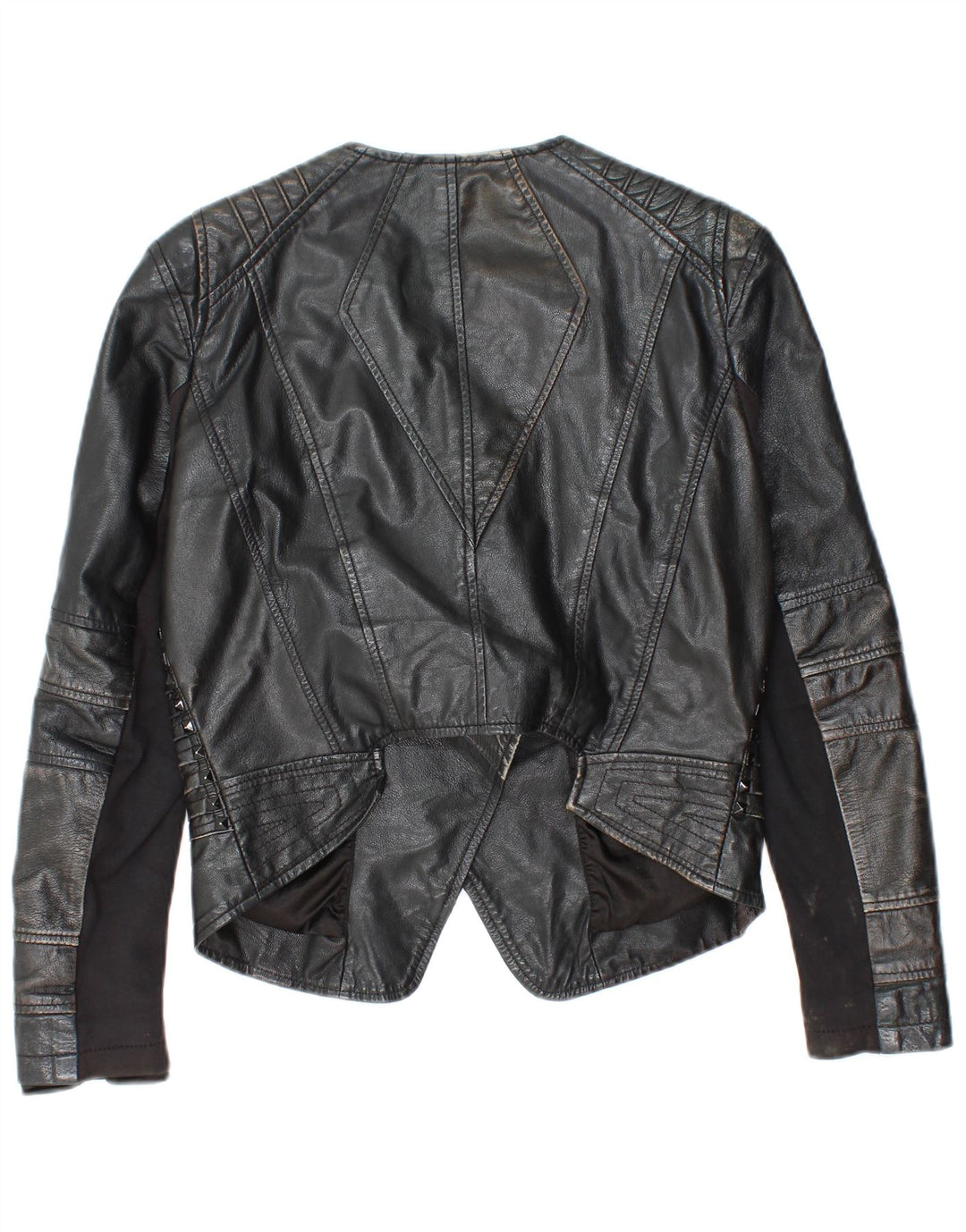 Vintage Γυναικείο Crop Leather Biker Jacket IT 40 Small Black Leather