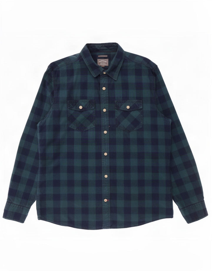 Fat Face Ανδρικό πουκάμισο Classic Fit Μεγάλο Navy Blue από βαμβακερό Gingham