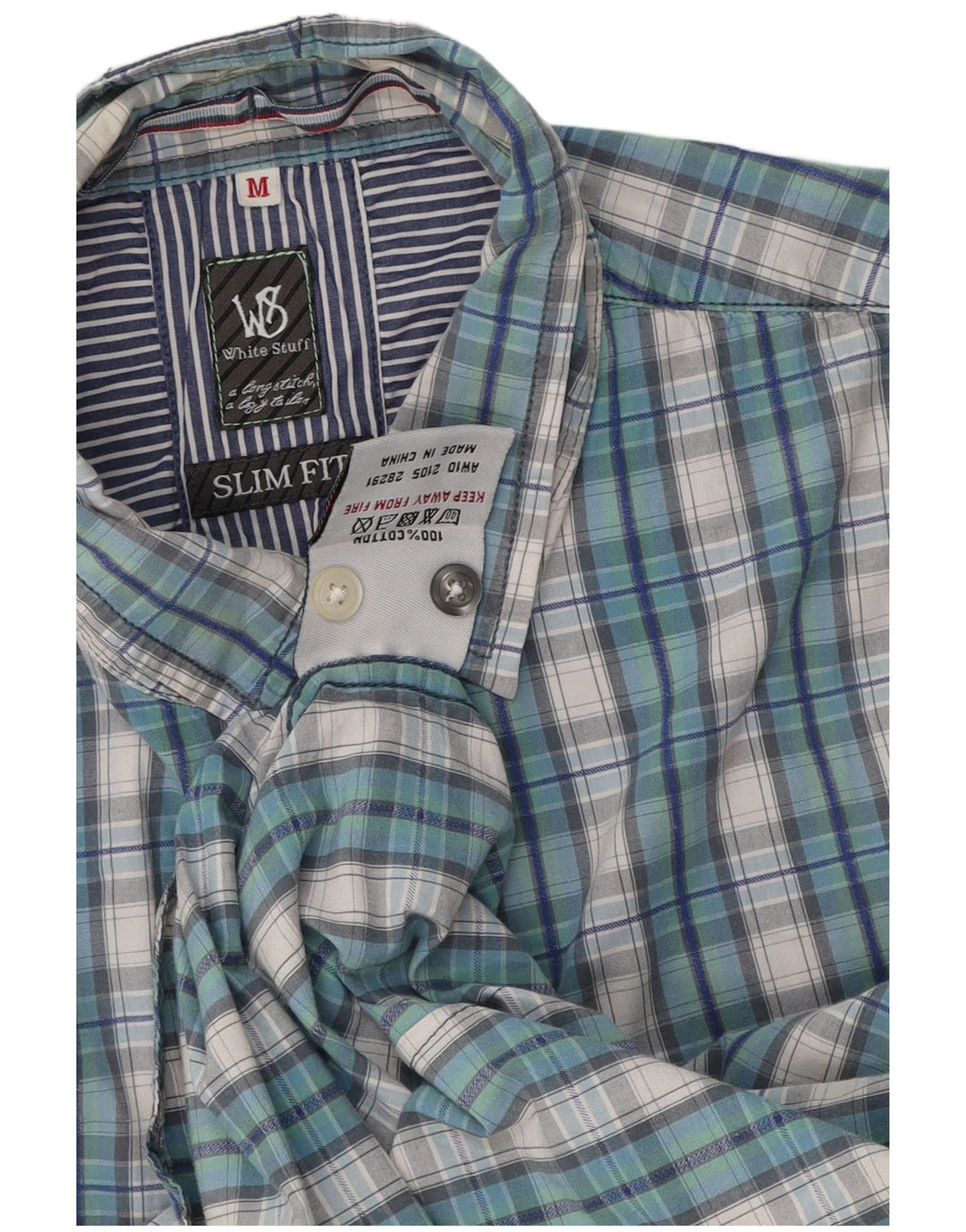 White Stuff Ανδρικό πουκάμισο Slim Fit Μεσαίο Μπλε βαμβακερό καρό