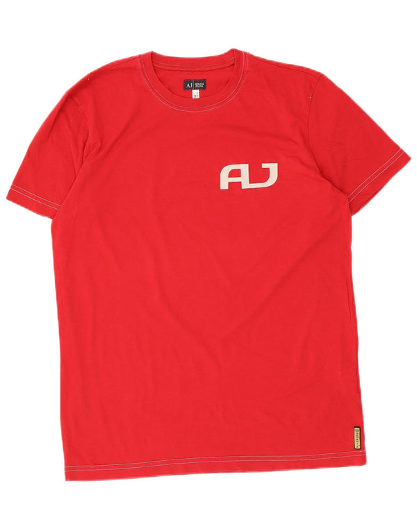 Armani Jeans Γυναικείο γραφικό T-Shirt Top UK 18 XL Red Cotton