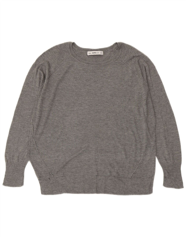 Zara Γυναικείο πουλόβερ με λαιμόκαυστο UK 14 Medium Grey