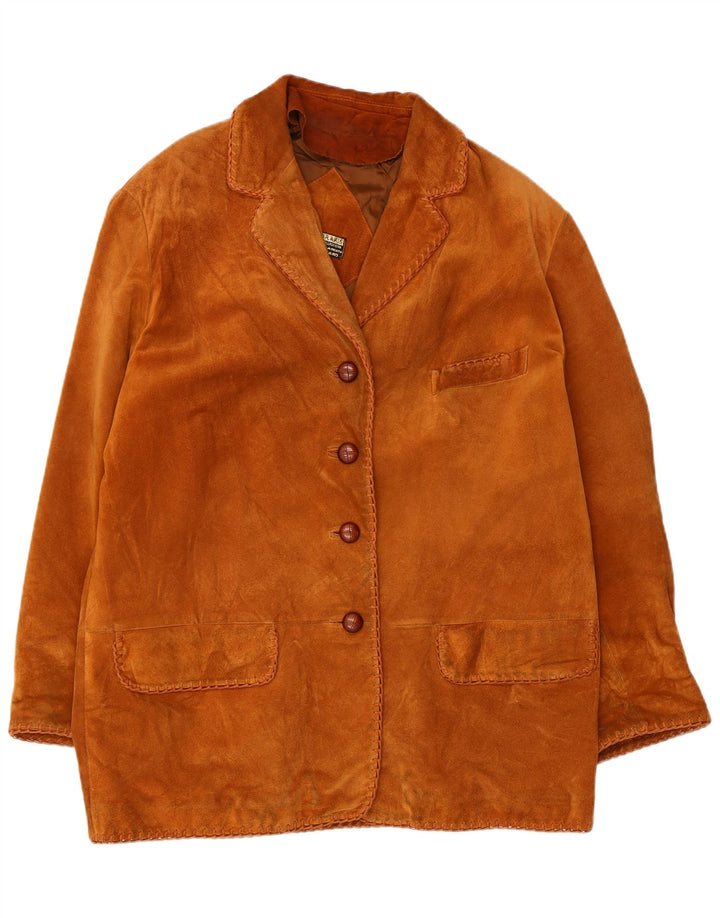 Vintage γυναικείο σουέτ πανωφόρι EU 44 XL Beige δέρμα