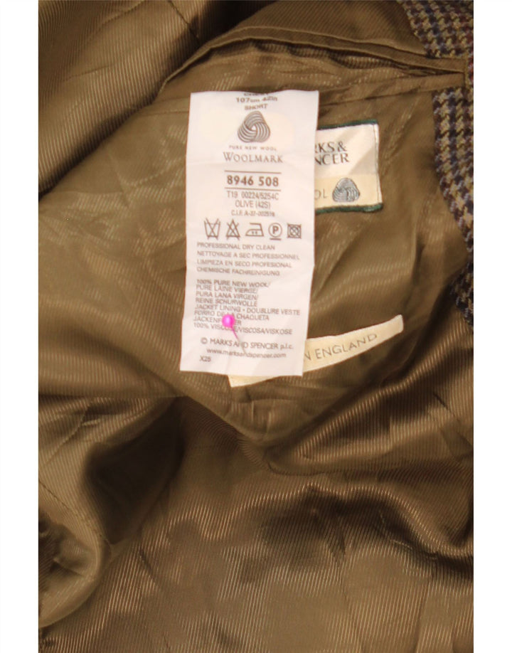 MARKS & SPENCER Ανδρικό σακάκι 2 κουμπιών UK 42 Large Khaki Houndstooth