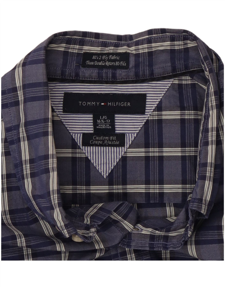 TOMMY HILFIGER Ανδρικό πουκάμισο προσαρμοσμένο μέγεθος 16 1/2 Large Blue Check