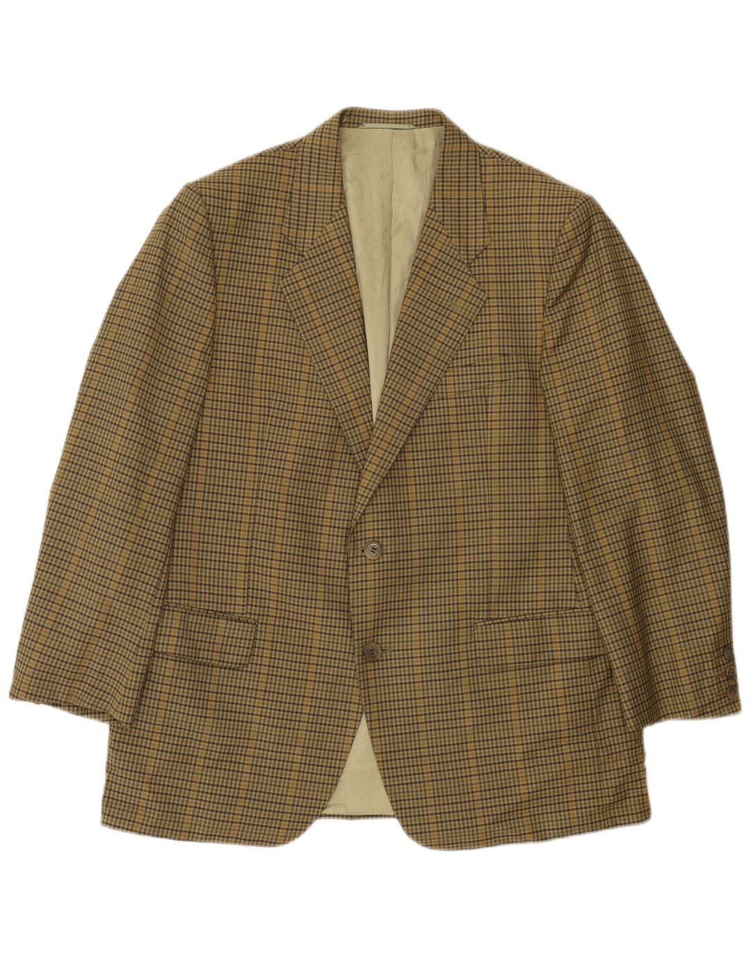 Vintage Ανδρικό σακάκι σακάκι με 2 κουμπιά UK 38 Medium Khaki Check