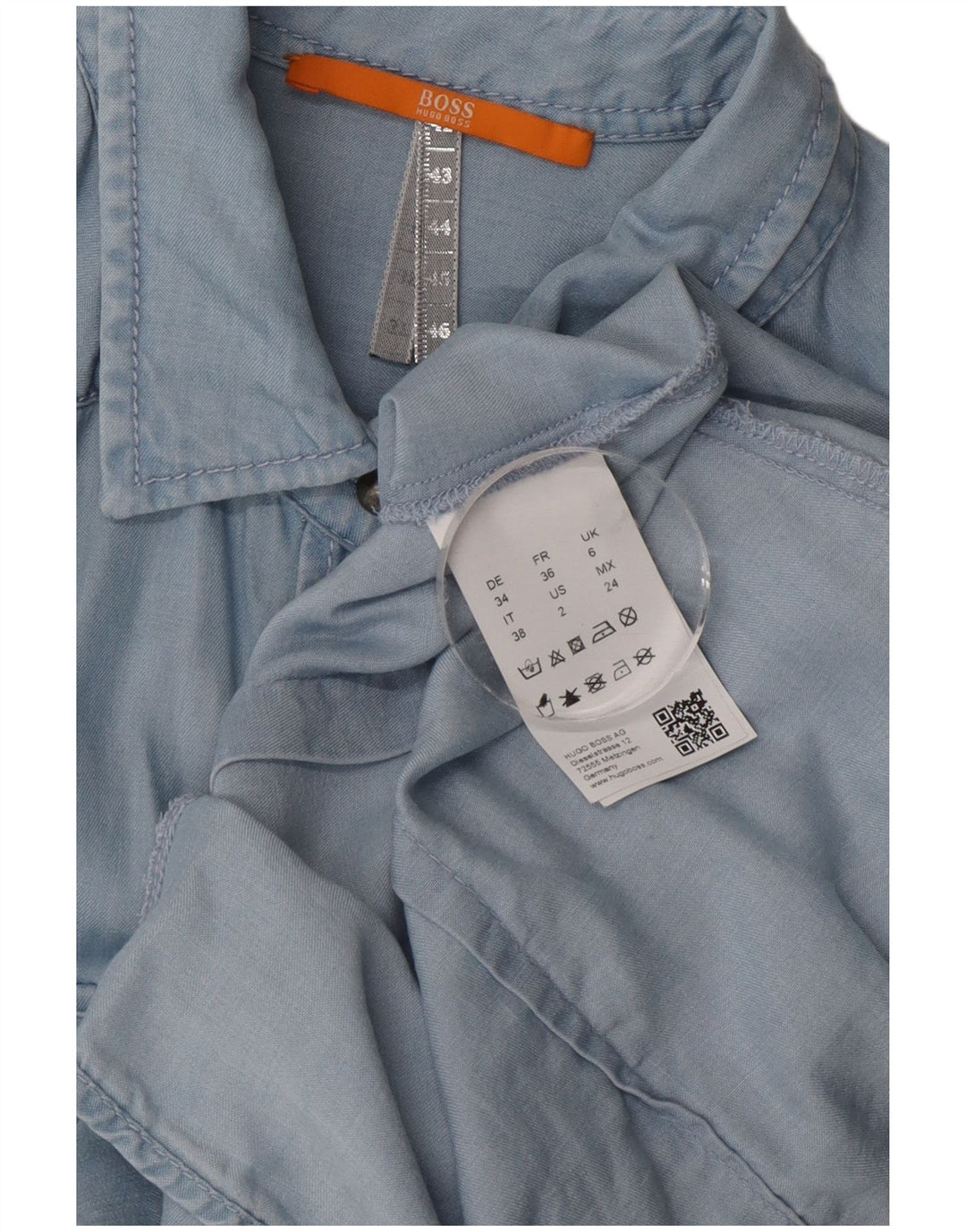 Hugo Boss Γυναικείο πουκάμισο μεγάλου μεγέθους UK 6 XS Blue Lyocell