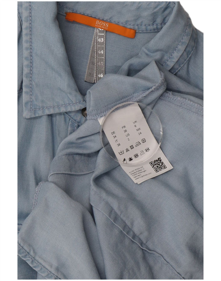 Hugo Boss Γυναικείο πουκάμισο μεγάλου μεγέθους UK 6 XS Blue Lyocell