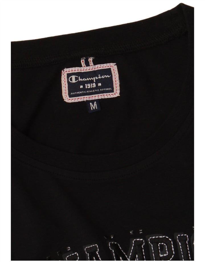 Champion Womens Graphic T-Shirt Top UK 12 Medium Black