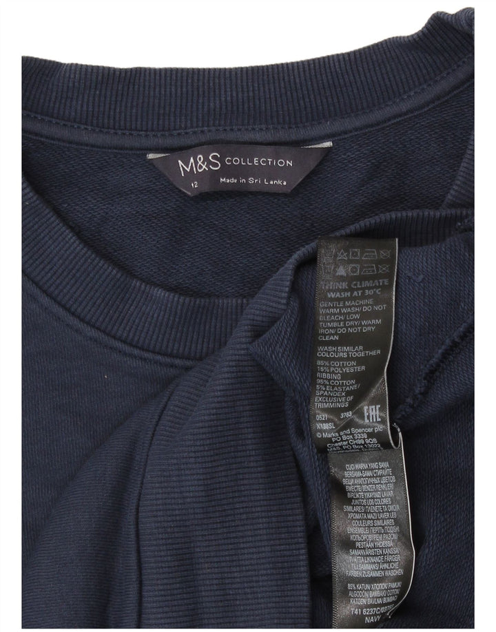 Marks & Spencer Γυναικεία Φούτερ Jumper UK 12 Medium Navy Blue Cotton