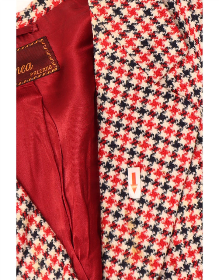 Vintage γυναικείο 3/4 μανίκι σακάκι UK 16 Large Red Houndstooth