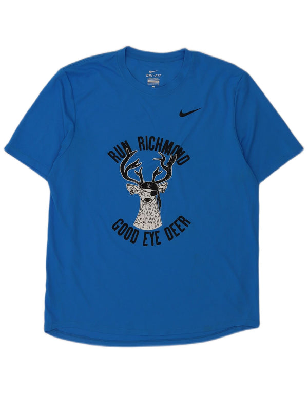 Ανδρικό T-Shirt Nike με γραφικό Dri Fit, μεσαίο μπλε πολυεστέρας