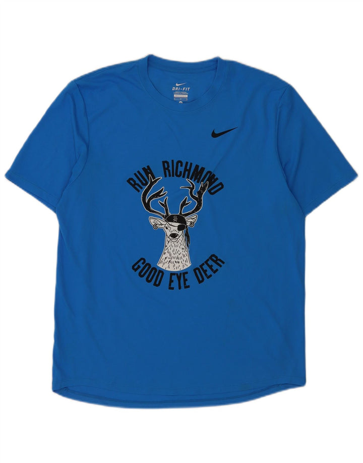 Ανδρικό T-Shirt Nike με γραφικό Dri Fit, μεσαίο μπλε πολυεστέρας