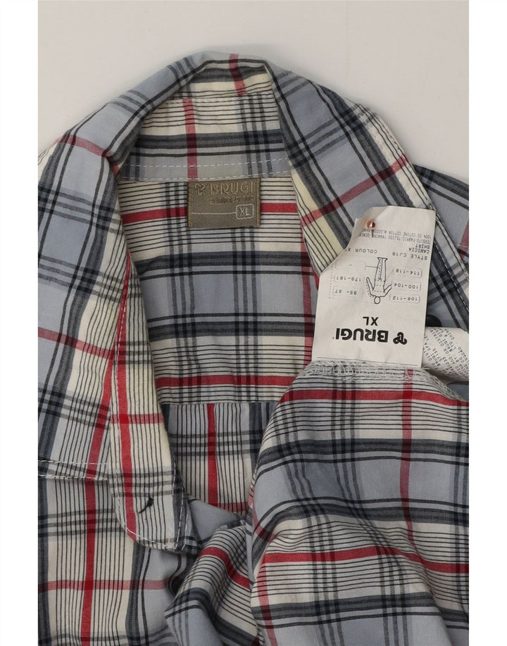 BRUGI Ανδρικό κοντομάνικο πουκάμισο XL Μπλε βαμβακερό Gingham