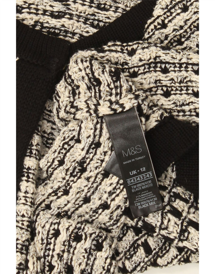 Marks & Spencer Γυναικεία ζακέτα πουλόβερ UK 12 μεσαίο μαύρο βαμβακερό τσεκ