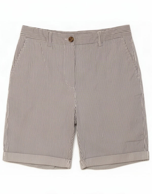 Marks & Spencer Womens Chino Shorts UK 10 Small W30 White Pinstripe Cotton