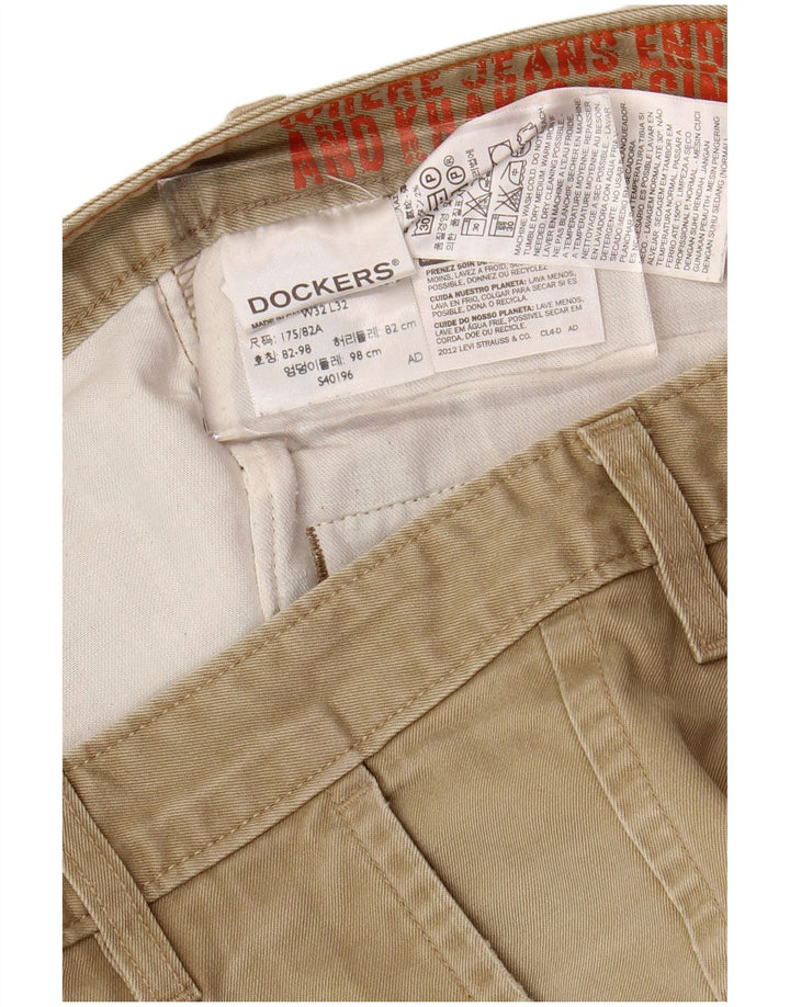 DOCKERS Ανδρικό παντελόνι Chino Slim W32 L29 Χακί βαμβακερό
